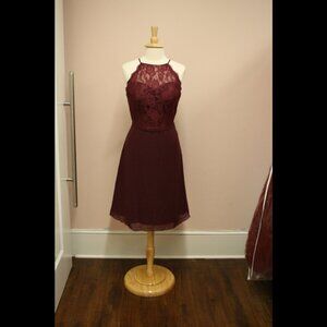 Short Chiffon & Lace Halter Dress Size 16